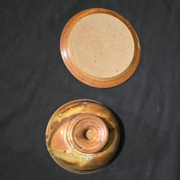Art Pottery Stoneware Cheese / Butter Covered Bowl Set - Signed JACKSON - Picture 5 of 9